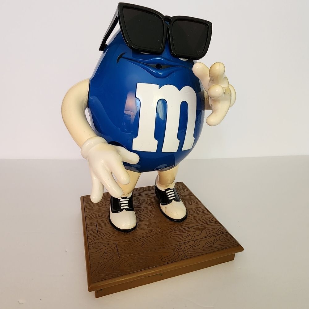 Vintage Blue M & M Candy Dispenser With Sunglasses